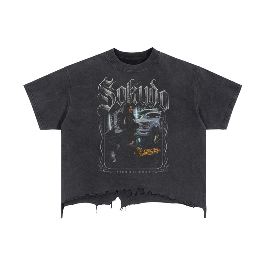 Vintage Wash Boxy Distressed Hem T-Shirt